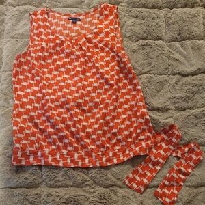Gap Women's Medium Orange Check Shell with hip tie